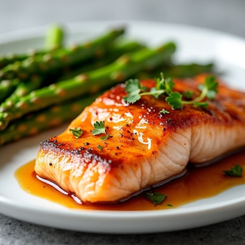 Crispy Teriyaki Glazed Salmon with Roasted Asparagus