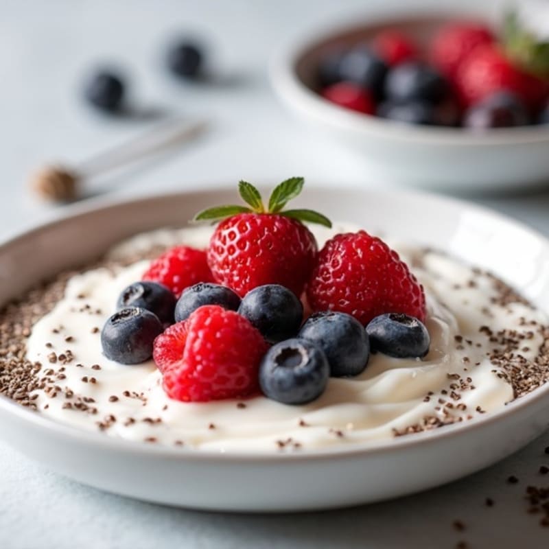 Greek Yogurt Protein Mousse with Mixed Berries