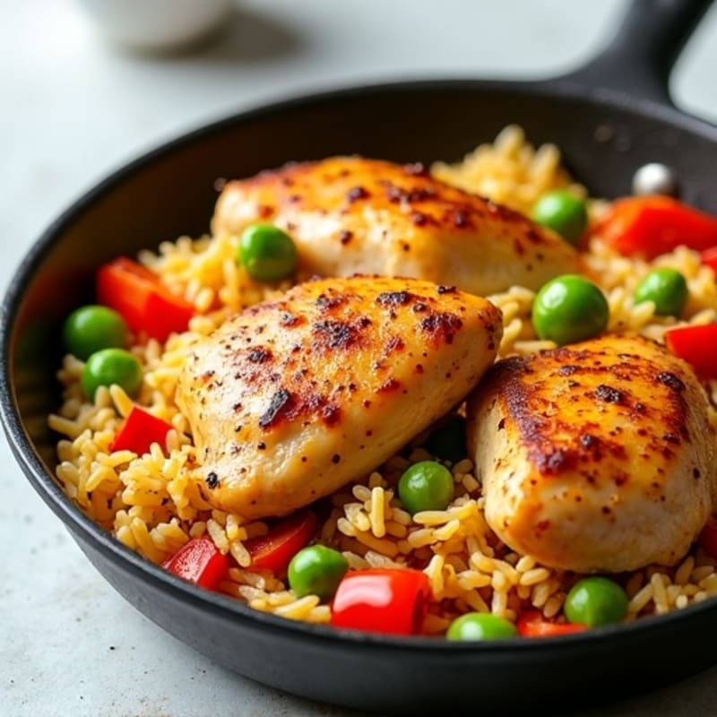 One-Pan Saffron Chicken and Rice with Peppers and Peas