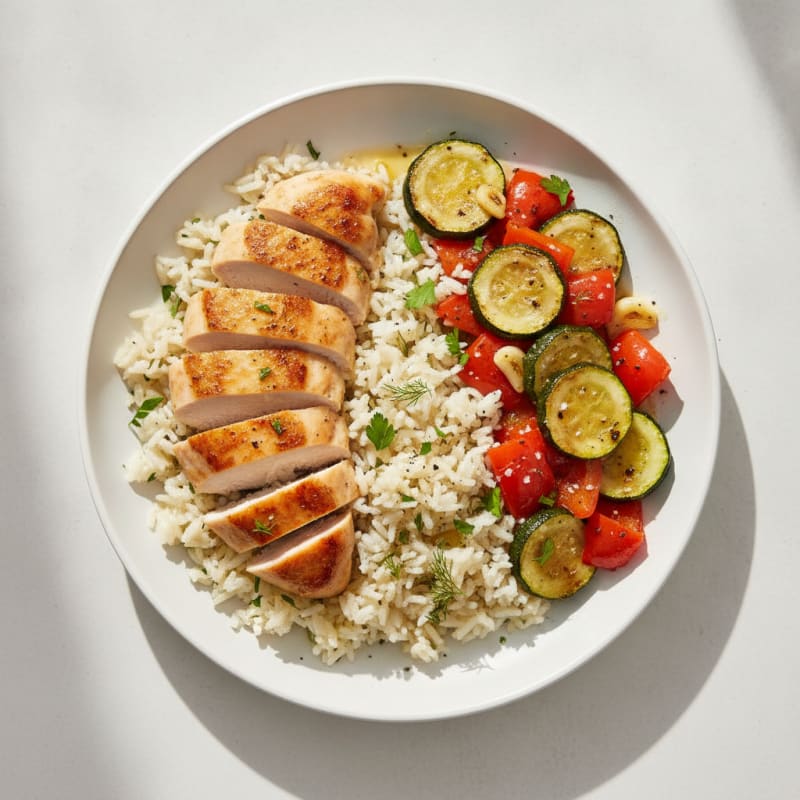 Lemon Herb Rice Pilaf with Roasted Vegetables