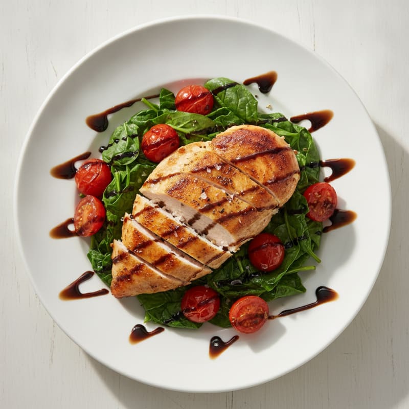 Pan-Seared Chicken with Sautéed Spinach and Tomatoes