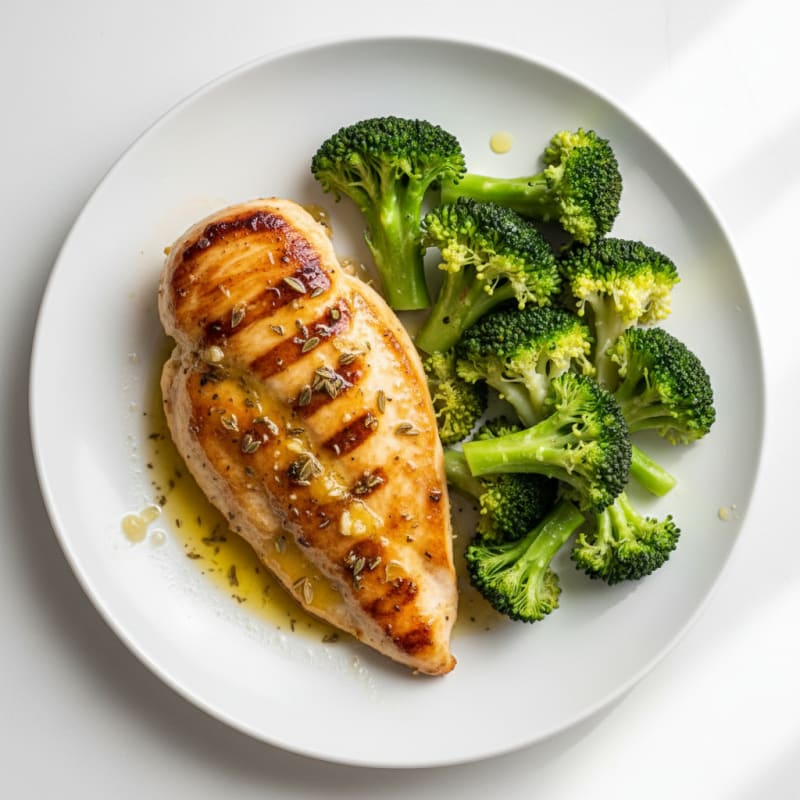 Lemon Herb Chicken Breast with Steamed Broccoli