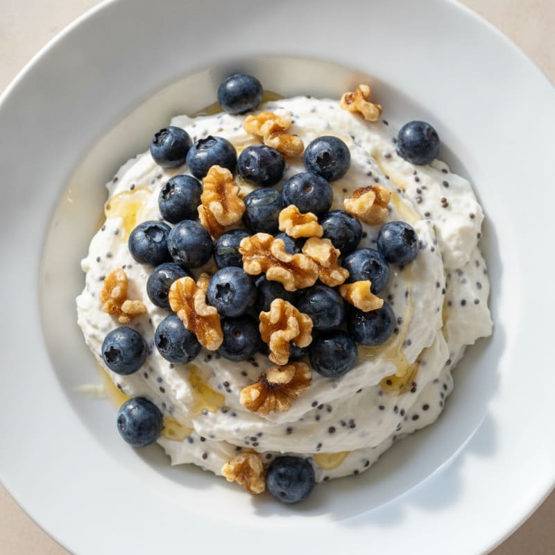 Silky Greek Yogurt Protein Mousse with Chia and Blueberries