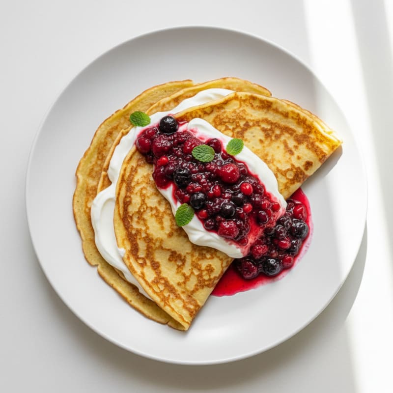 Delicate Crepes with Berry Compote