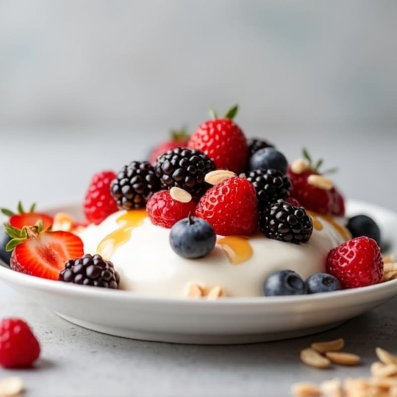 Silky Greek Yogurt Protein Mousse with Mixed Berries