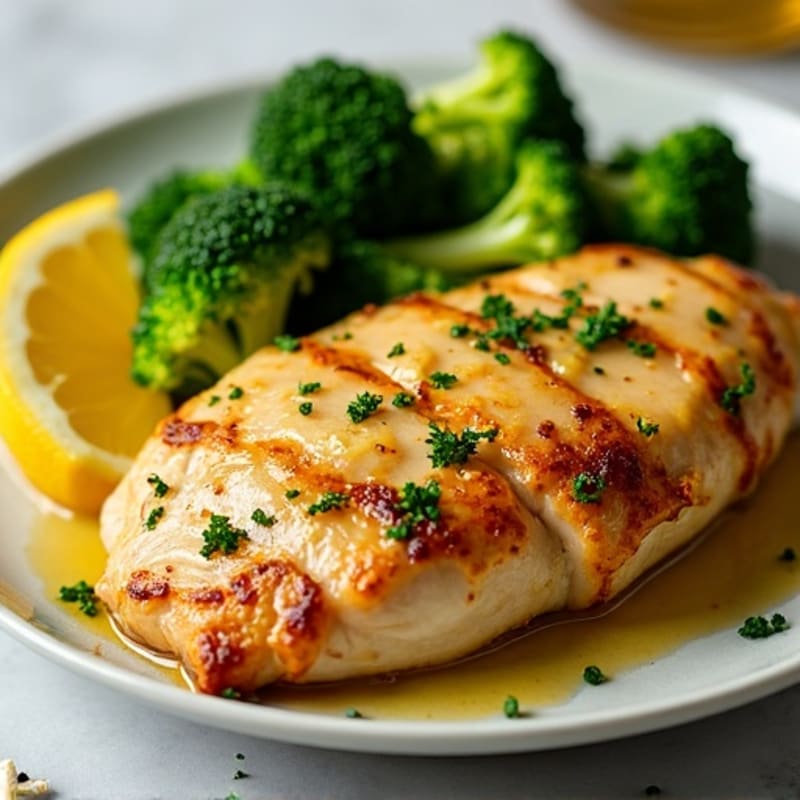 Lemon Garlic Pan-Seared Chicken with Roasted Broccoli