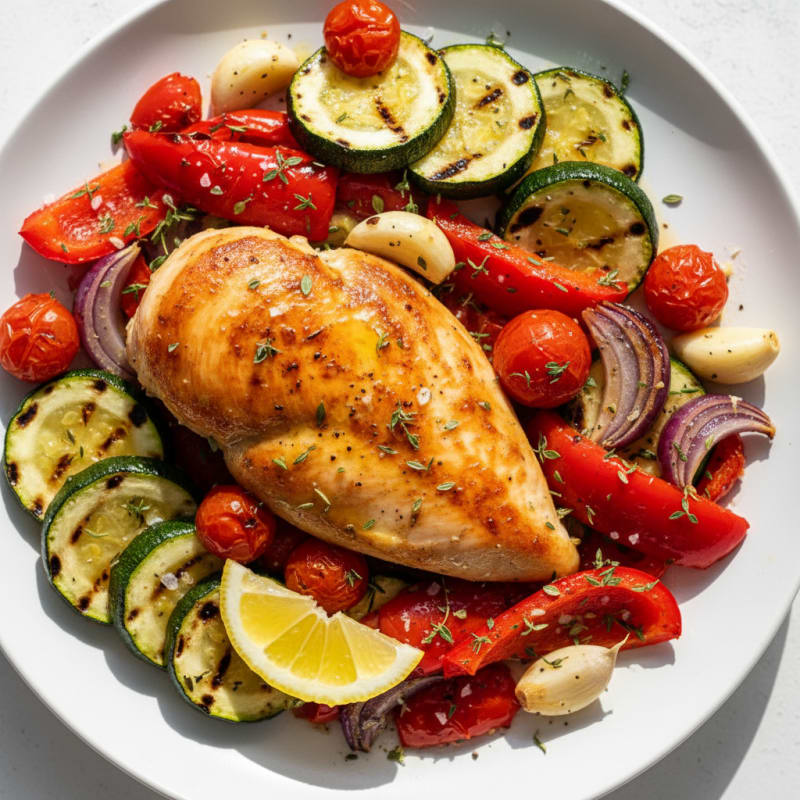 Herb-Roasted Chicken with Mediterranean Vegetables