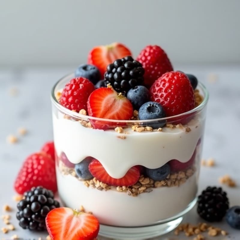 Creamy Greek Yogurt Parfait with Mixed Berries and Hemp Seeds