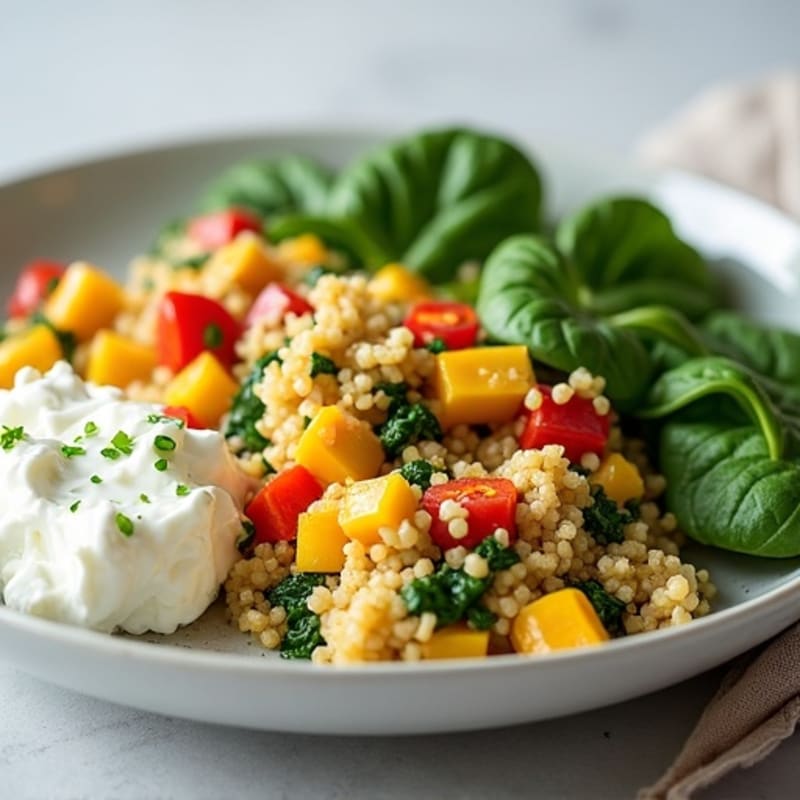 Egg White and Turkey Spinach Scramble with Cottage Cheese