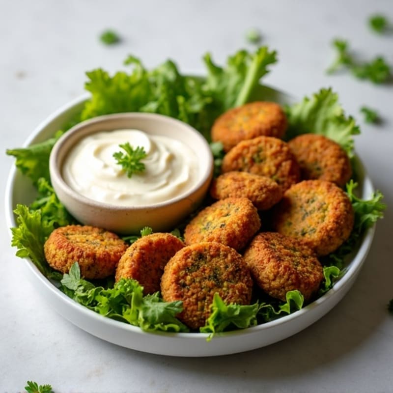 Crispy Baked Falafel with Creamy Tahini Sauce