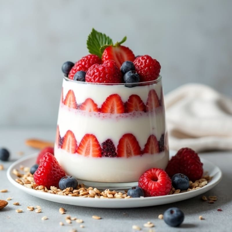 Greek Yogurt Protein Parfait with Berries and Almonds