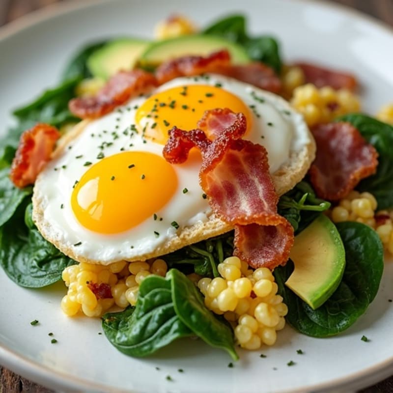 Cottage Cheese Scramble with Spinach and Turkey Bacon