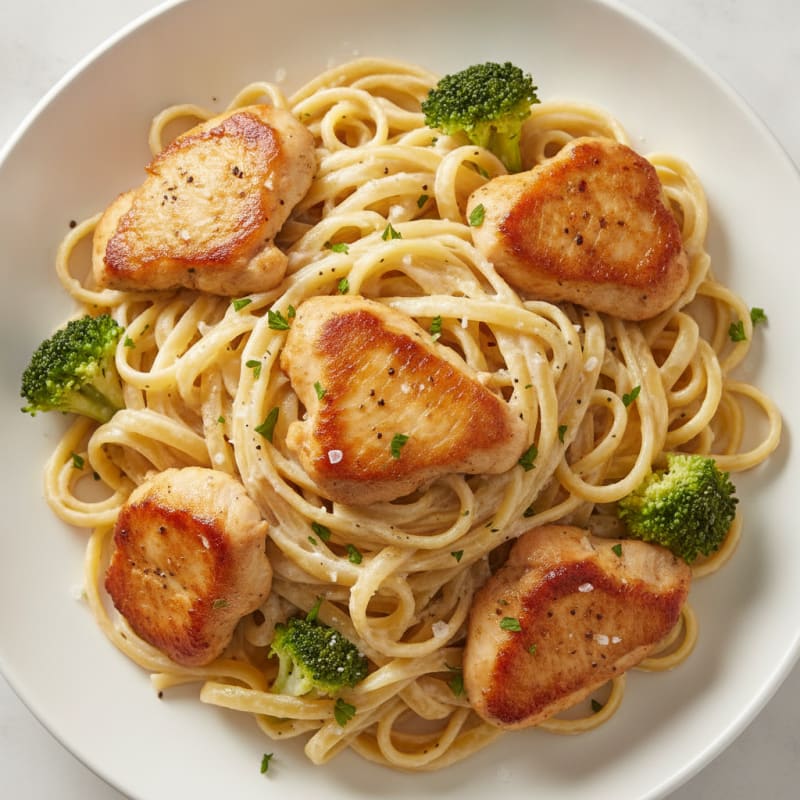 Chicken Thigh Alfredo with Fettuccine