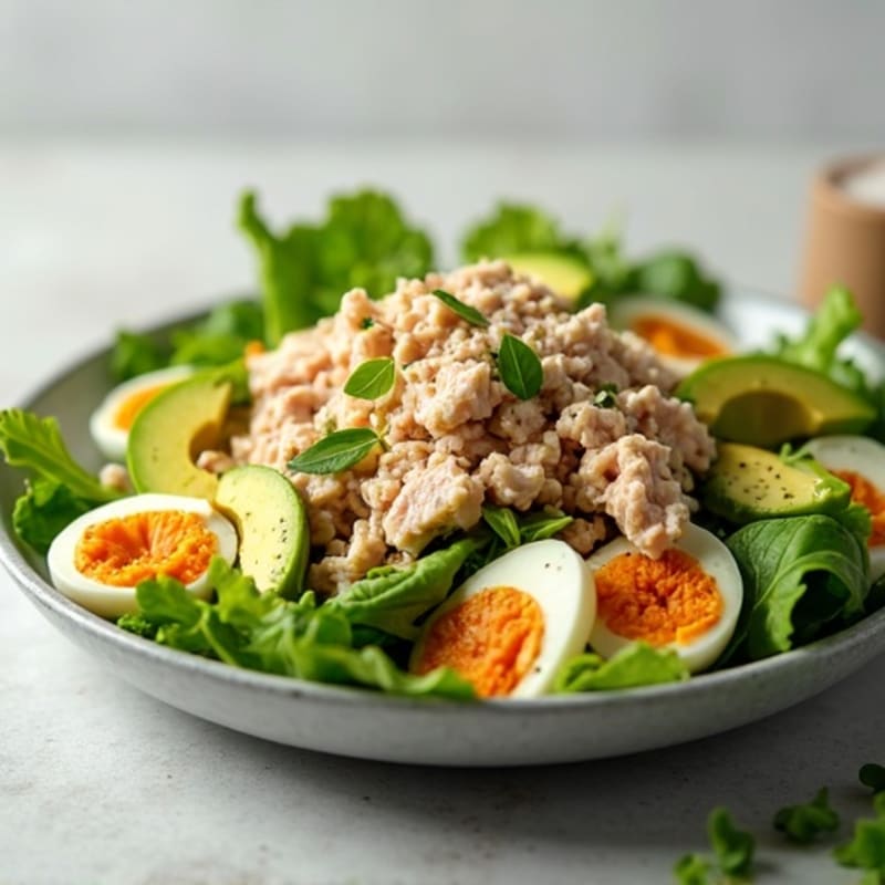 Tuna Salad with Mixed Greens and Hard-Boiled Eggs