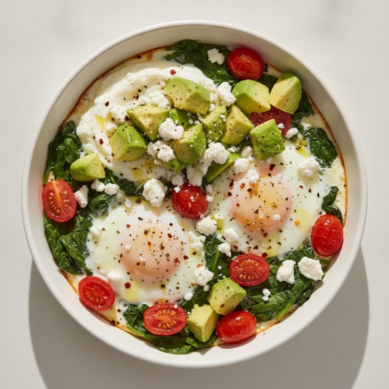 Baked Eggs with Avocado and Feta