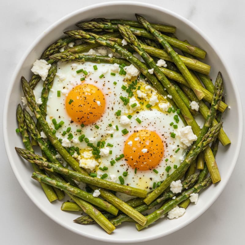 Baked Eggs with Roasted Asparagus