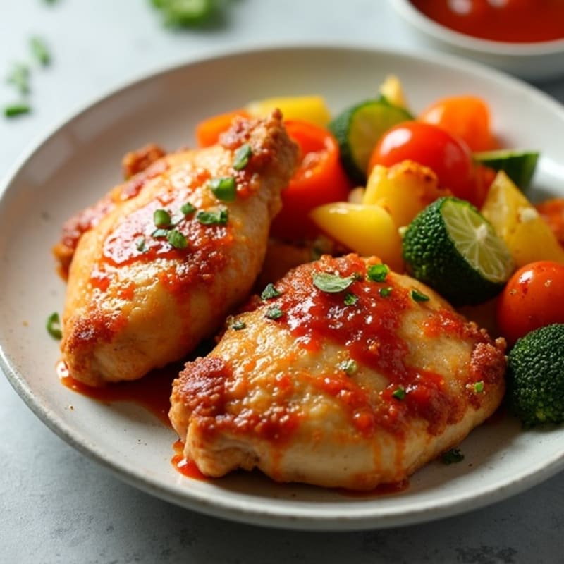 Crispy Baked Sweet and Sour Chicken with Roasted Vegetables