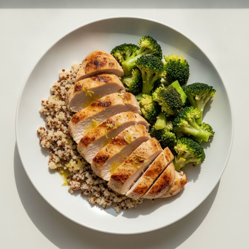Grilled Turkey Breast with Quinoa and Steamed Broccoli