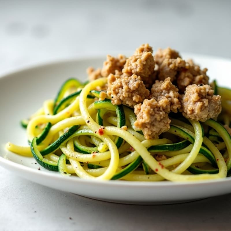 Garlicky Ground Turkey with Fresh Zucchini Noodles