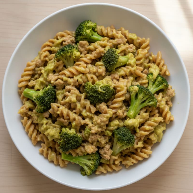Creamy High-Protein Pasta with Egg and Avocado