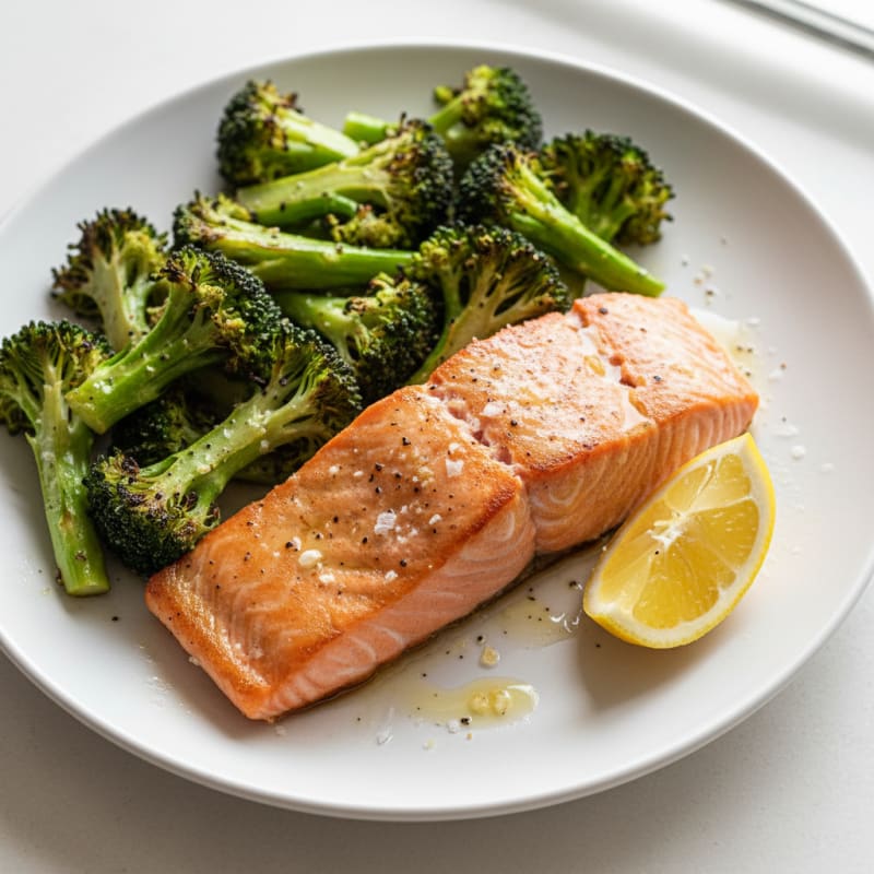 Seared Salmon Filet with Roasted Broccoli