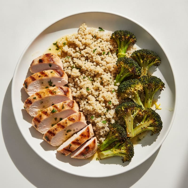 Grilled Turkey Breast with Quinoa and Roasted Broccoli