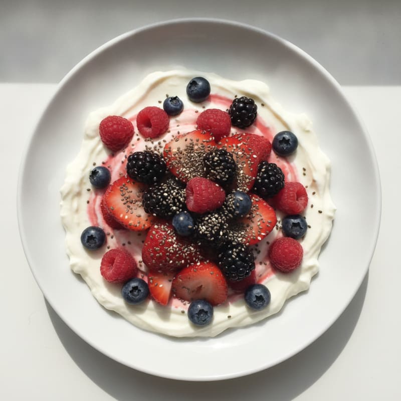 Greek Yogurt Protein Pudding with Mixed Berries