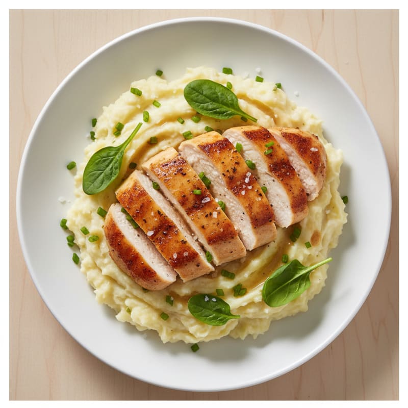 Creamy Garlic Mashed Potato Bowl with Seared Chicken