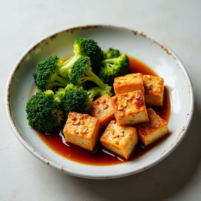 Crispy Sesame Ginger Tofu with Roasted Broccoli
