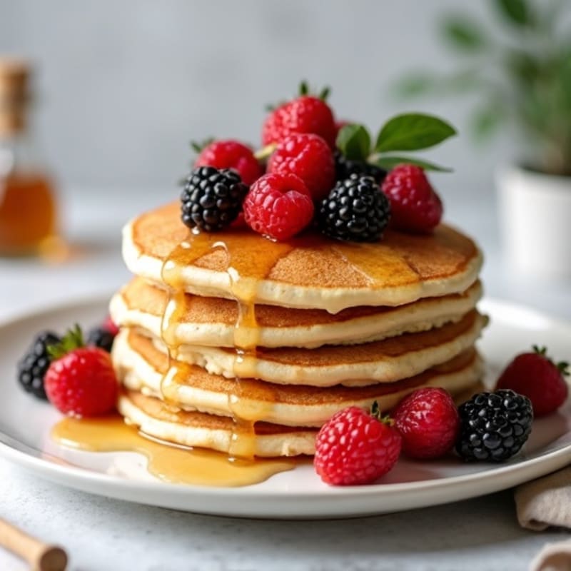 Cottage Cheese Protein Pancakes with Fresh Berries