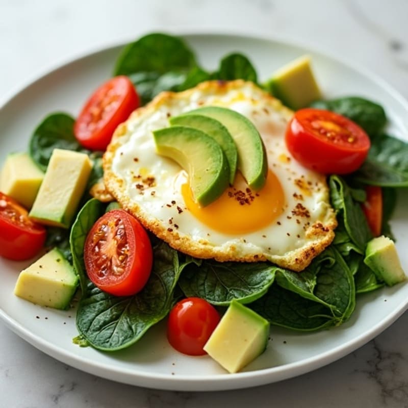 Egg White Spinach Scramble with Cherry Tomatoes