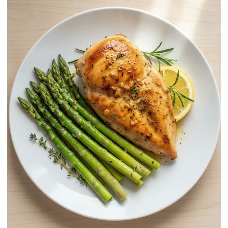 Garlic Herb Roasted Chicken with Asparagus