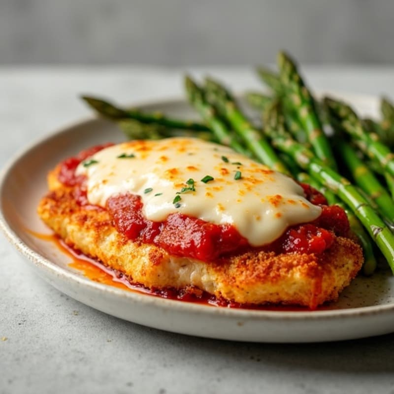 Crispy Baked Chicken Parmesan with Roasted Asparagus