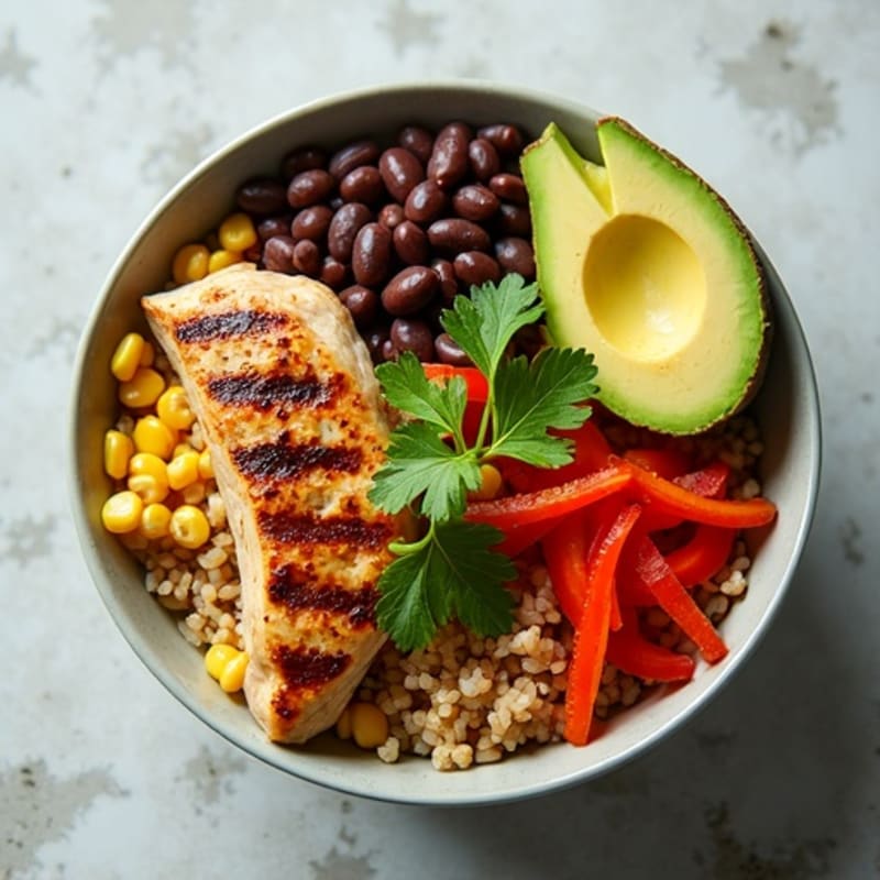 Spicy Black Bean Burrito Bowl with Cilantro Lime Rice