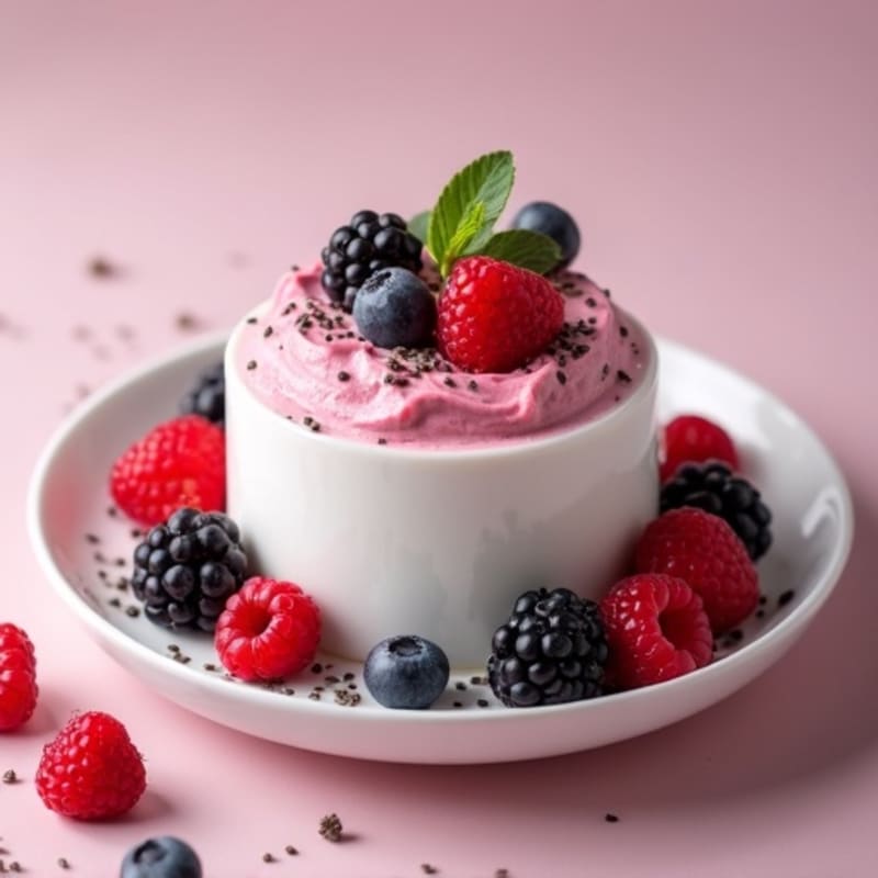 Silky Greek Yogurt Protein Mousse with Mixed Berries