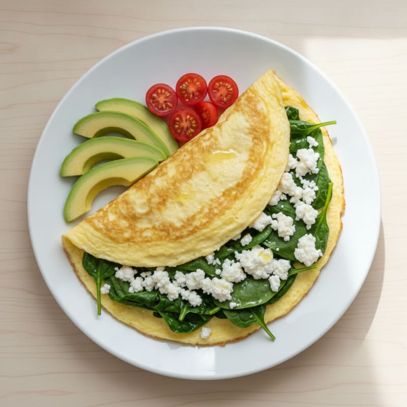 Egg White Spinach Omelet with Cottage Cheese