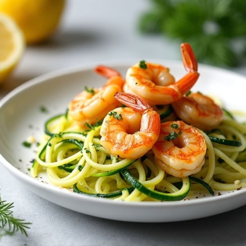 Pan-Seared Garlic Butter Shrimp with Fresh Zucchini Noodles