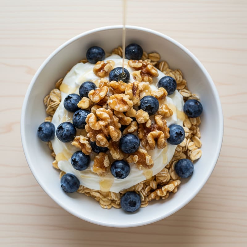 High-Protein Yogurt Parfait with Whey Protein and Chopped Nuts