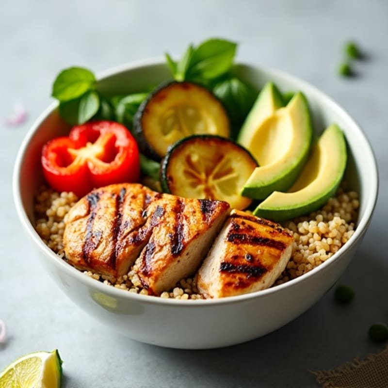 Grilled Chicken Quinoa Bowl with Roasted Vegetables