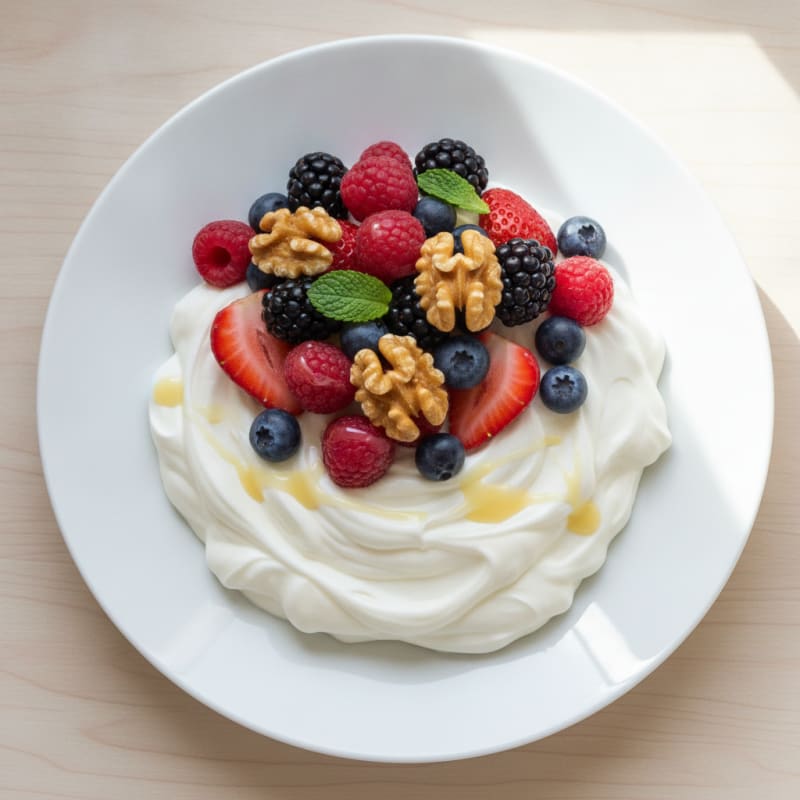 Silky Greek Yogurt Protein Pudding with Mixed Berries