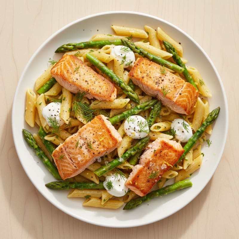 Lemon-Herb Salmon Pasta with Asparagus