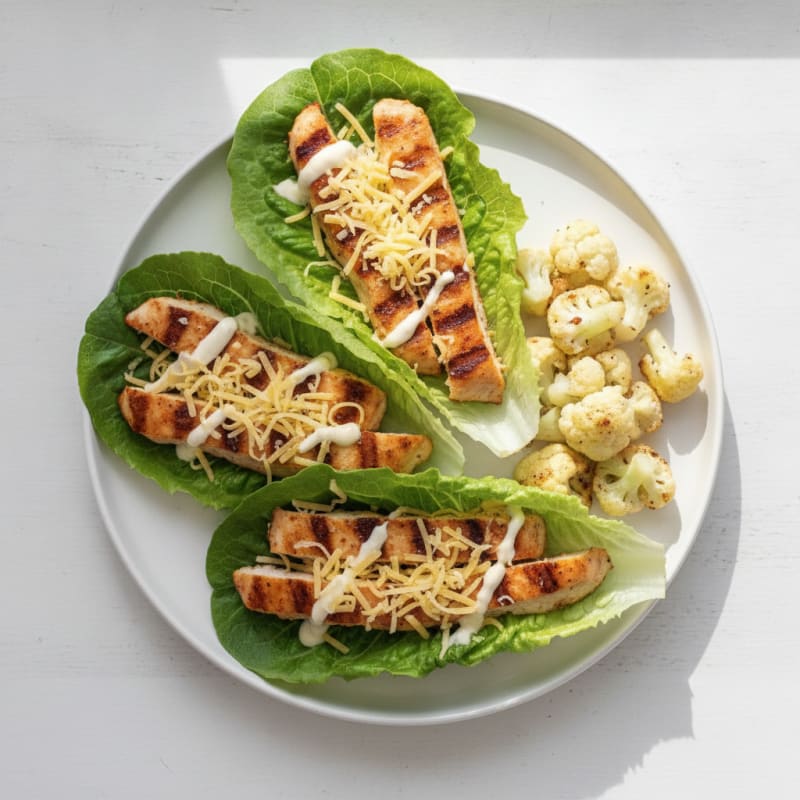 Grilled Chicken Lettuce Wrap with Light Mayonnaise and Cheese