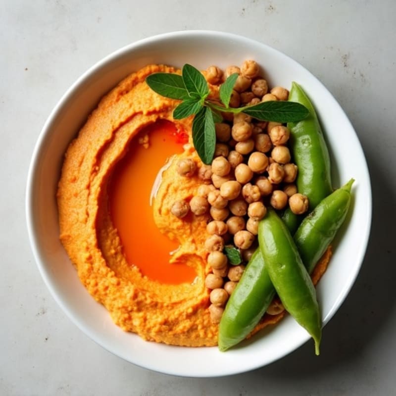 Creamy Roasted Red Pepper Hummus Bowl