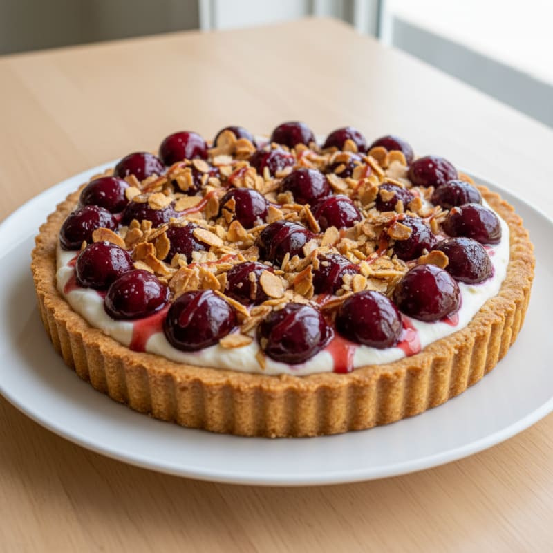 Golden Cherry Almond Crumble Tart