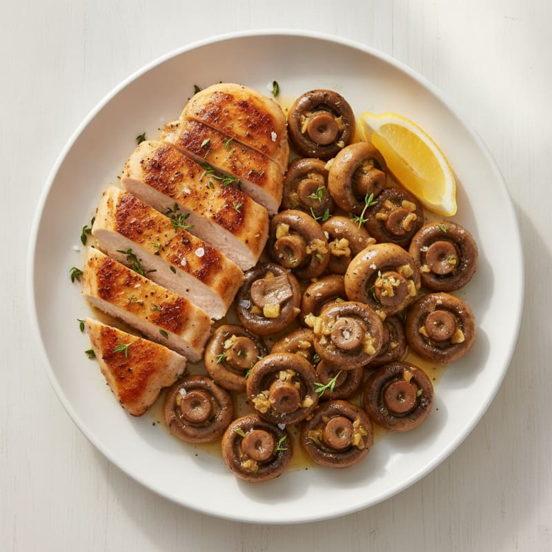Roasted Garlic Butter Mushrooms with Pan-Seared Chicken