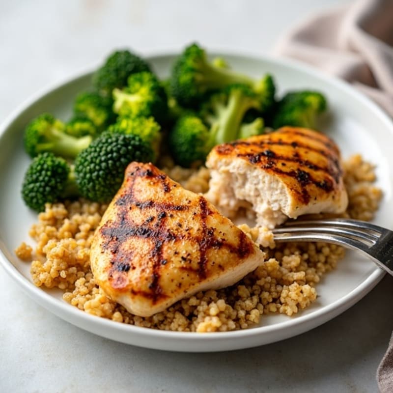 Grilled Chicken Breast with Quinoa and Steamed Broccoli