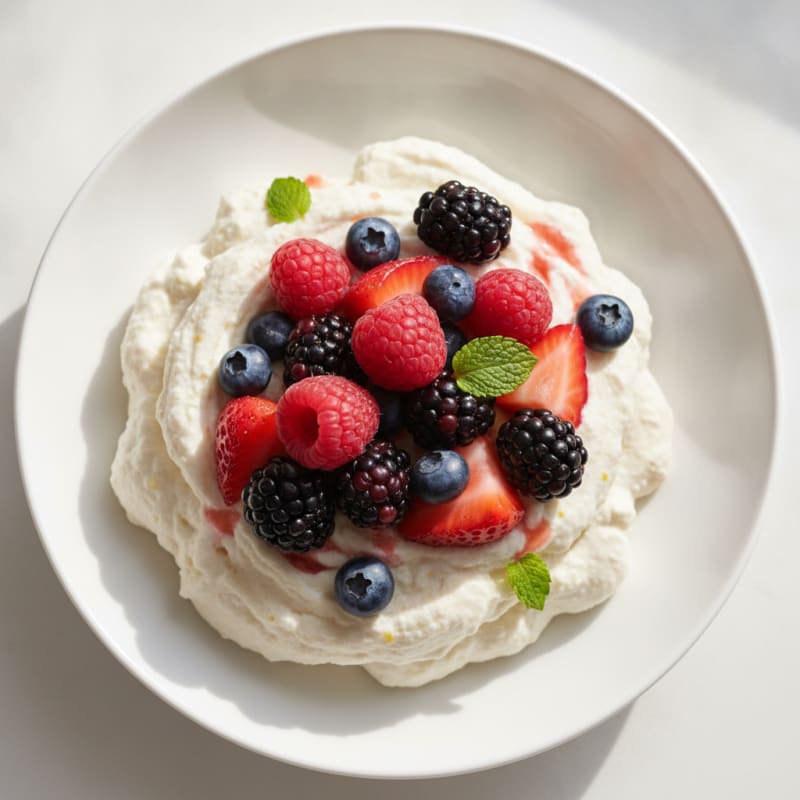Greek Yogurt Protein Mousse with Mixed Berries