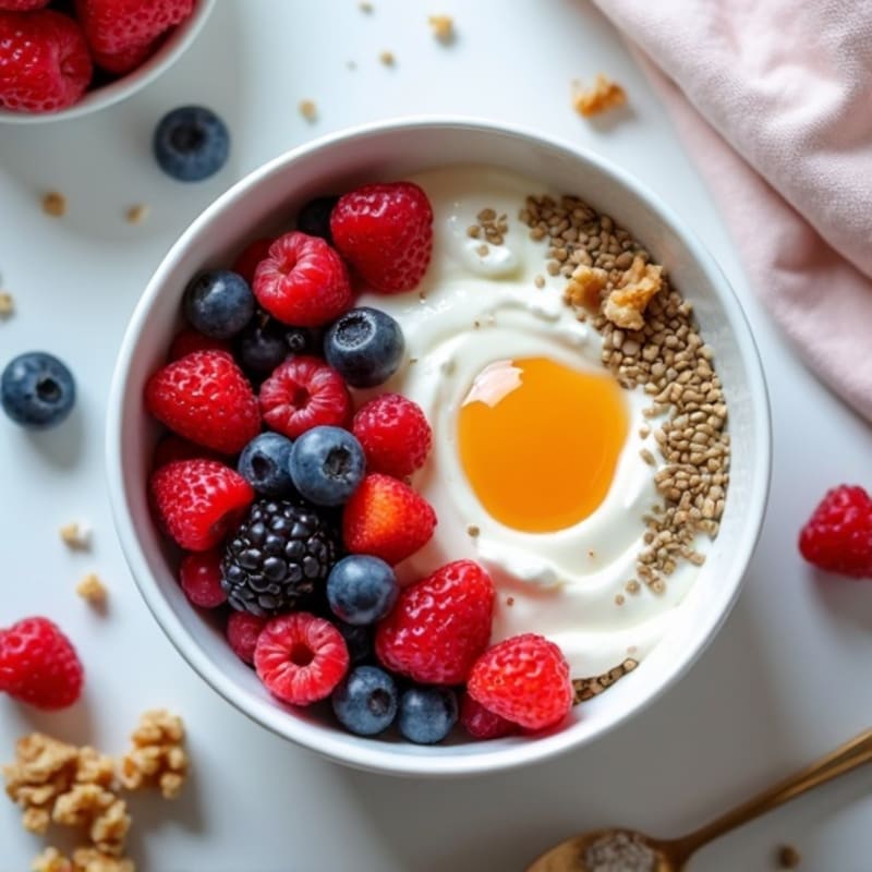 Creamy Greek Yogurt Bowl with Mixed Berries and Hemp Seeds