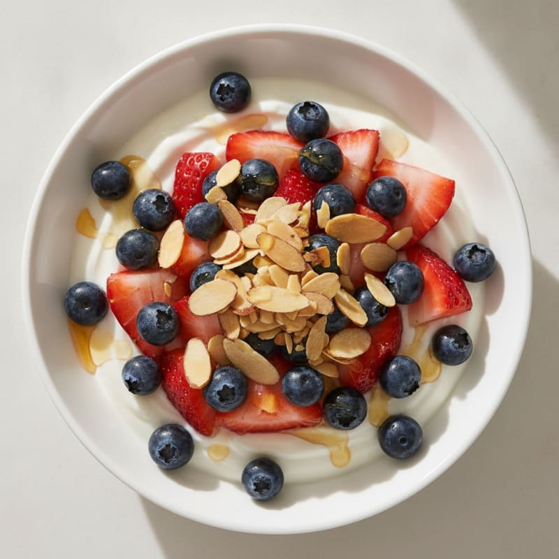 Creamy Greek Yogurt with Berries and Toasted Almonds