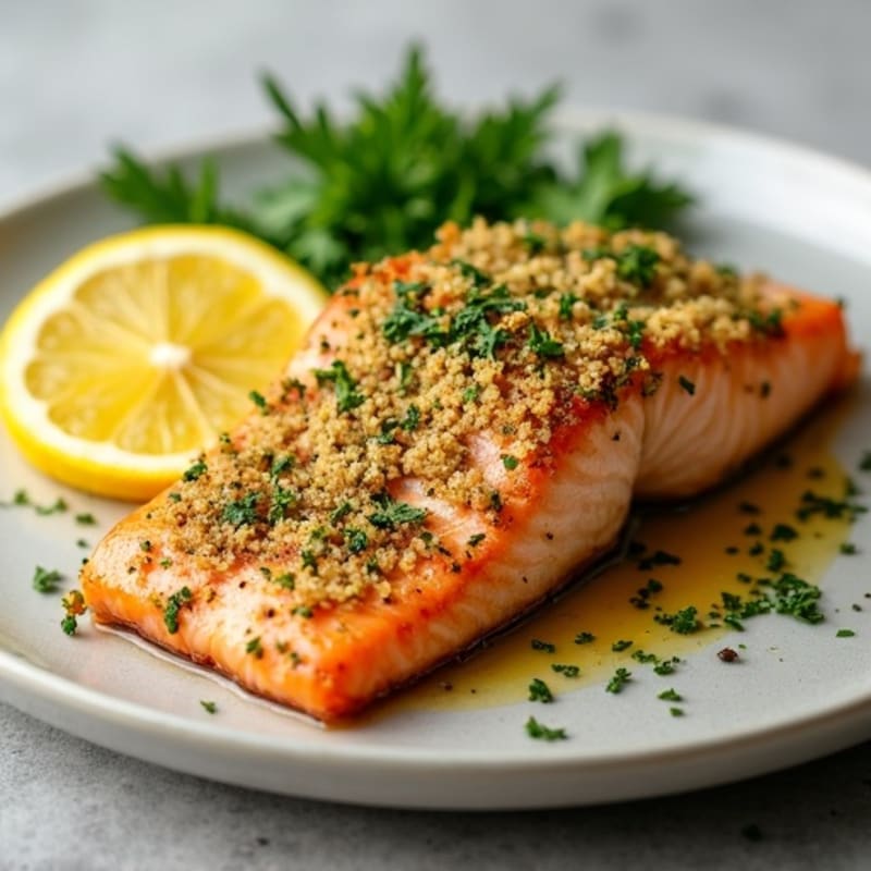 Herb-Crusted Lemon Garlic Baked Salmon